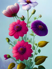 Artistic concept illustration of a flowers bouquet, background illustration.