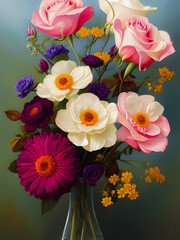 Fototapeta na wymiar Artistic concept illustration of a flowers bouquet, background illustration.