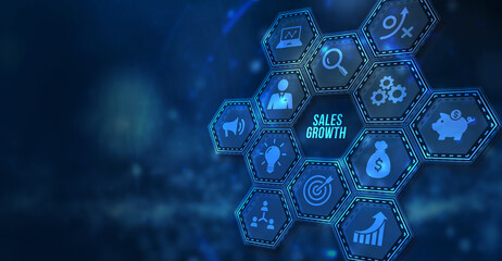Internet, business, Technology and network concept. Sales growth, increase sales or business growth concept. 3d illustration.