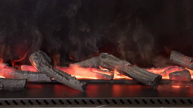Long Electric Fireplace Insert With Burning Wood Logs Steam Effect Home Decor
