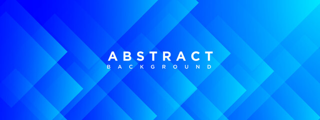 Fototapeta premium Modern blue geometric long banner background. blue gradient business pattern wide banner background. diamond shape overlapping composition for presentation, banner, header, cover, poster, advertising.