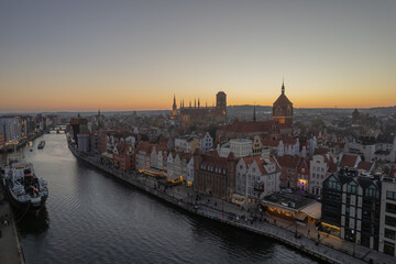 Fototapeta na wymiar Gdansk city at sunset