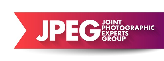 JPEG Joint Photographic Experts Group is an group of experts that develops and maintains standards for a suite of compression algorithms for computer image files, acronym text concept background