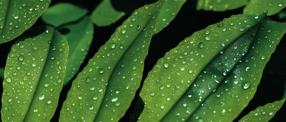 Artistic concept illustration of a waterdrops on leaves, background illustration.