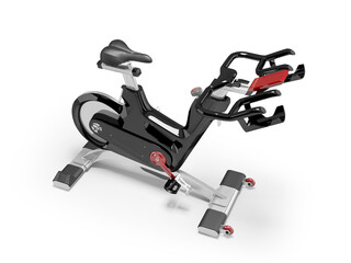 3D illustration of semi-professional vertical exercise bike for sports on white background with shadow