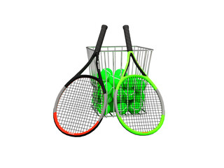 3D illustration set of big tennis for training on white background no shadow