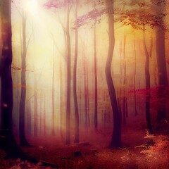 Obraz premium AI-generated digital art of a misty forest