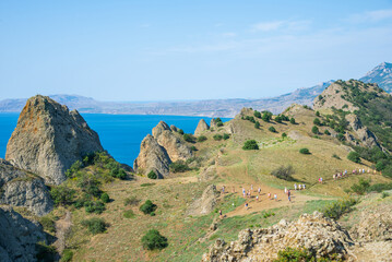 View from the volcano Kara Dag to the Black Sea in Crimea