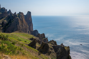 View from the volcano Kara Dag to the Black Sea in Crimea