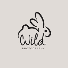 Rabbit Wild photography logo template vector