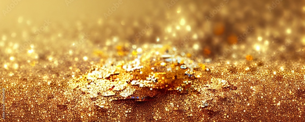 Poster abstract ai generated illustration of golden shiny bokeh background
