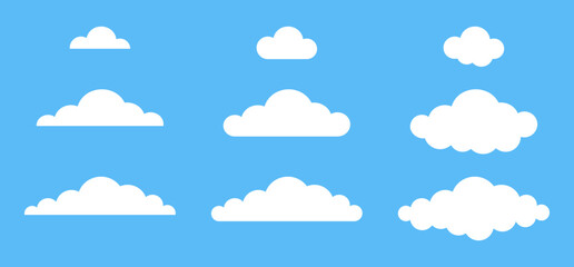 Set of white clouds on a blue background. Vector illustration