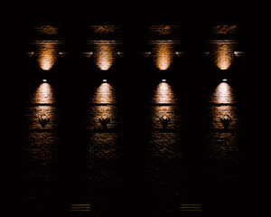 Brick Wall Lights at Night