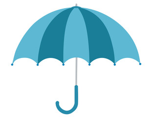 Blue umbrella on a white background. Umbrella icon, rain protection, weather forecast. Nice blue umbrella isolated on white background