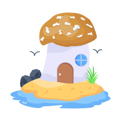 Modern flat illustration of mushroom house 
