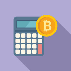 Cryptocurrency calculator icon flat vector. Crypto business. Digital marketing