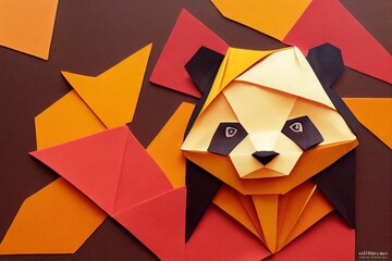 Illustration of an origami panda head