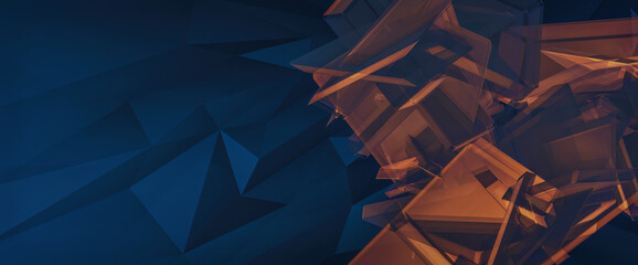 Futuristic 3D graphics background. Custom technology rendering template, ideal as an ultra wide pc monitor wallpaper