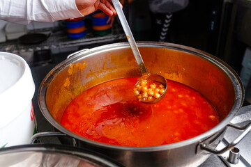 Turkish national soup pot and ladle