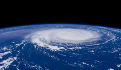 Hurricane view from satellite. Hurricane on earth as seen from space observation. Elements of this image furnished by NASA.