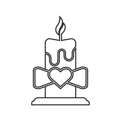 Romantic heart love candle icon | Black Vector illustration |