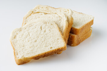 fresh toasted bread on a white background