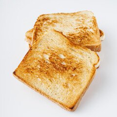 fresh toasted bread on a white background