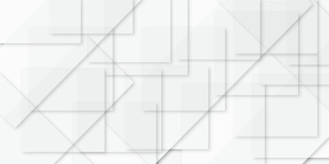 Abstract white and grey geometric overlapping square pattern, design of technology background with shadow. Vector illustration. You can use for banner, wallpaper, background and many more.