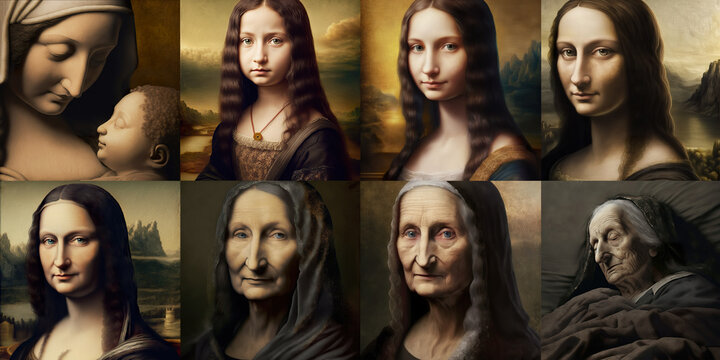 The Life of Mona Lisa, digital Illustration of 8 images