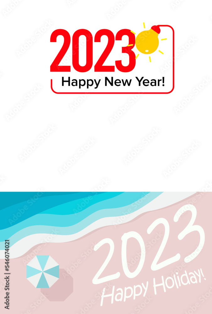 Poster 2023 numbers illuminated by light bulb in cartoon style. happy new year event poster, greeting card 