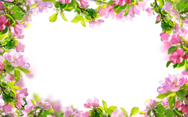 spring flowers background, pink blossoms branches isolated