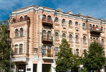Fototapeta na wymiar 2 Olhynska Street in Kyiv. Old house in the Moorish style