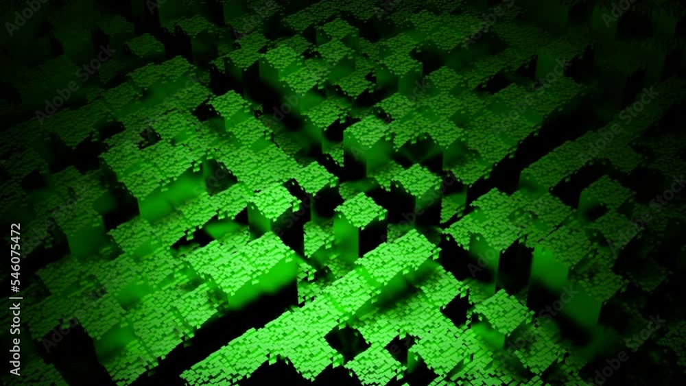 Poster surface of moving squares. design. squares moving in chaotic waves. 3d squares move with dot texture