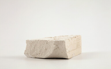 Empty tones platform podium on beige background. Minimal empty display product presentation scene.