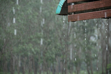 rain water dripping from the roof