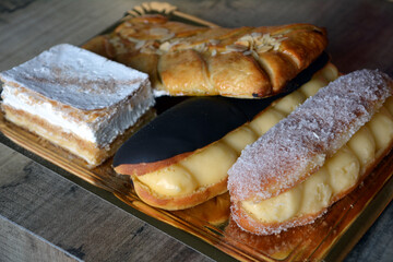 Perfect winter breakfast delicious dessert meringue cookies. Close-up.