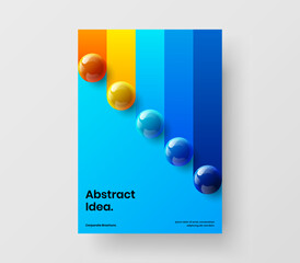 Bright leaflet A4 design vector illustration. Amazing 3D spheres flyer concept.