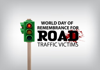 November's global day of remembrance for victims of traffic accidents is the subject of this vector...