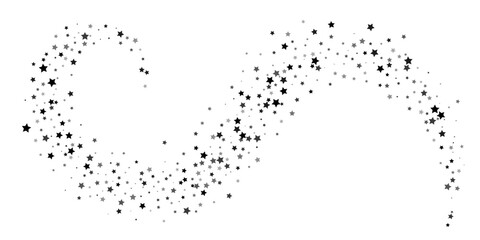 Falling confetti stars. Black stars on a white background. Festive background. Abstract texture on a white background. Design element. Vector illustration, eps 10.