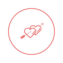 Romantic heart love arrow icon | Circle version icon |