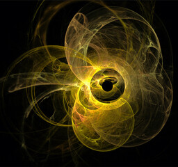 illustration of yellow space planet star system, color graphics, background