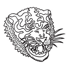 the head of a fierce bearded tiger