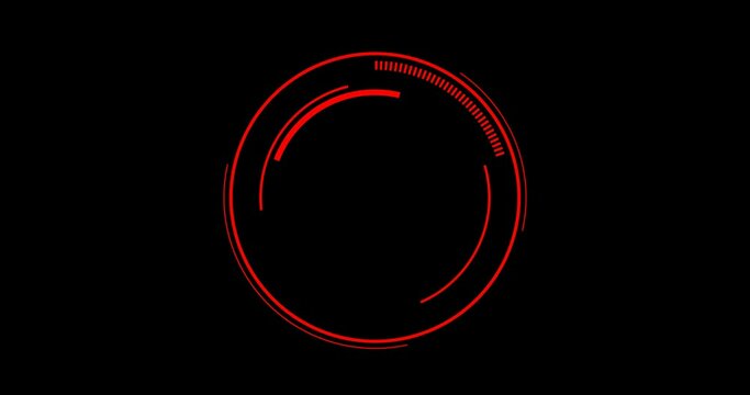red rotating circles design. Digital Analysing and Loading Data HUD Display. loading analyzing data design. Digital technology elements