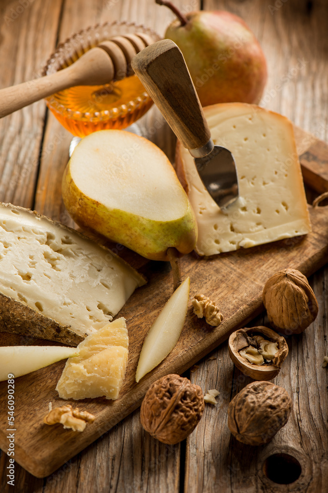 Wall mural traditional italian cheese with pear honey and nuts