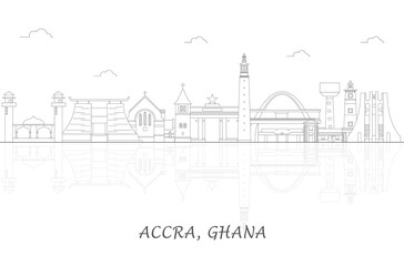 Fototapeta na wymiar Outline Skyline panorama of city of Accra, Ghana - vector illustration