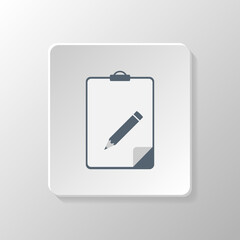 Clipboard icon pencil. Vector illustration. Isolated icon on a gray background.
