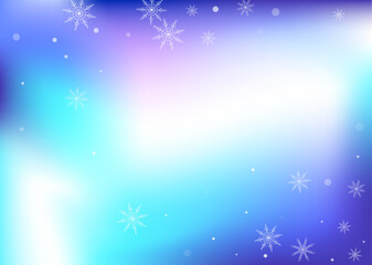 Snowflakes. Snow, snowfall. Falling scattered white snowflakes on a white-blue gradient background. Vector