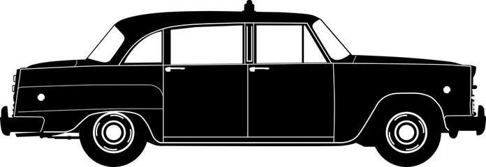 Silhouette of a vintage taxi. - 546091604