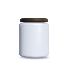 ceramic white container. Packaging of cylindrical boxes for dry products with a lid, tea or coffee, sugar or cereals, spices or powder branding package vector template