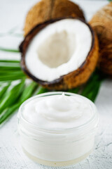 Obraz na płótnie Canvas fresh natural coconut cream on a white background